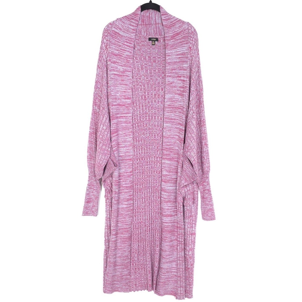 AFRM Women's Long Cardigan Size‎ M/L Jach Marled Open Front Pink Gray REVOLVE - Picture 7 of 10